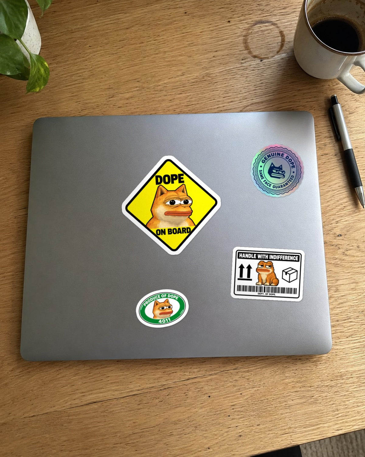 Handle With Indifference Sticker, on a laptop